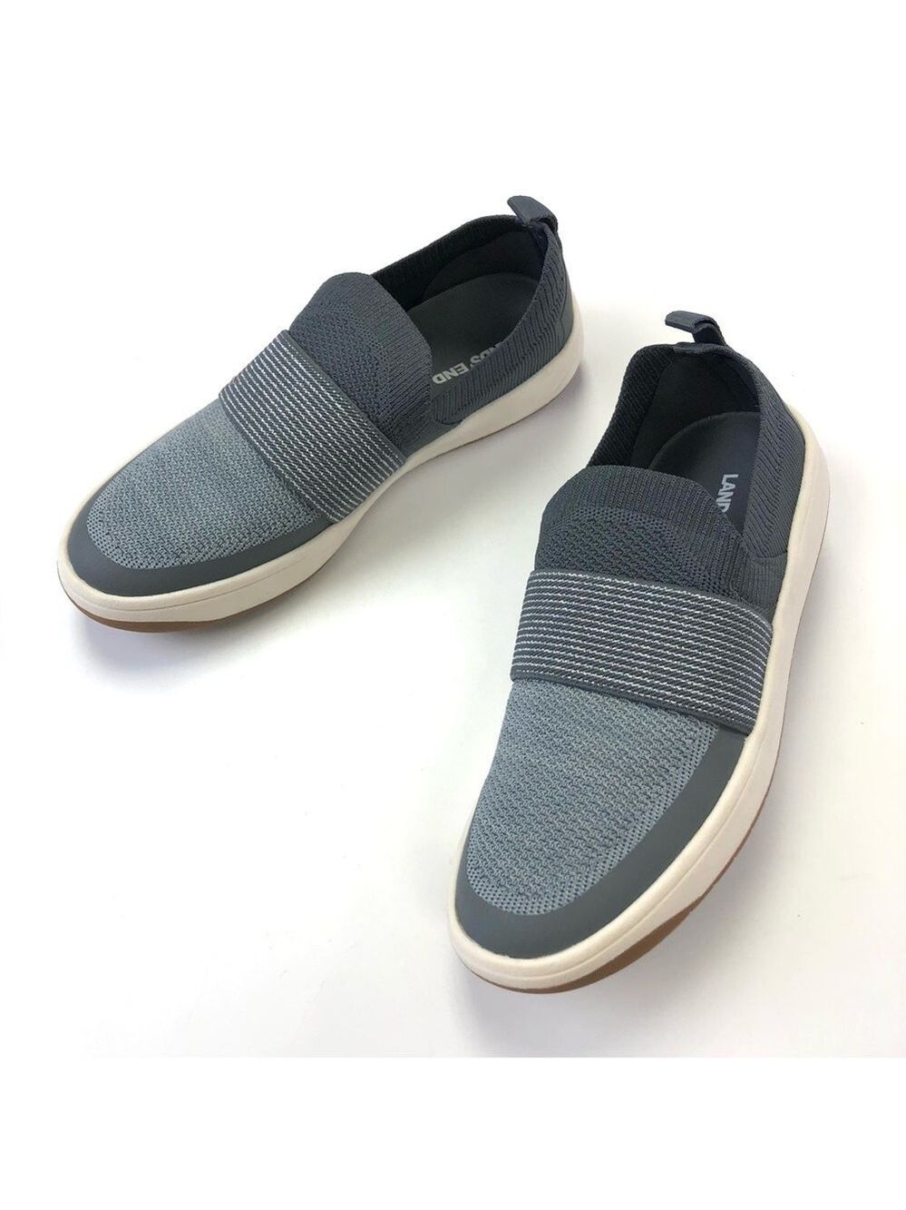 Lands End grey loafer sneaker knit slip on casual Size 7B